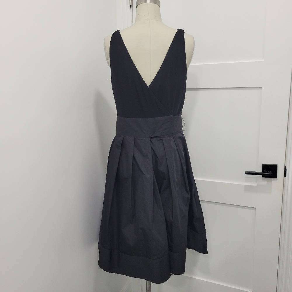 LRL RALPH LAUREN Black Sleeveless Dress Tafetta Full Skirt, Bow, Pockets Size 12 - Picture 6 of 11